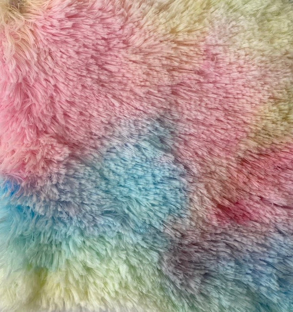 Rainbow Multi Color Dye Fuzzy Faux Fur Fabric