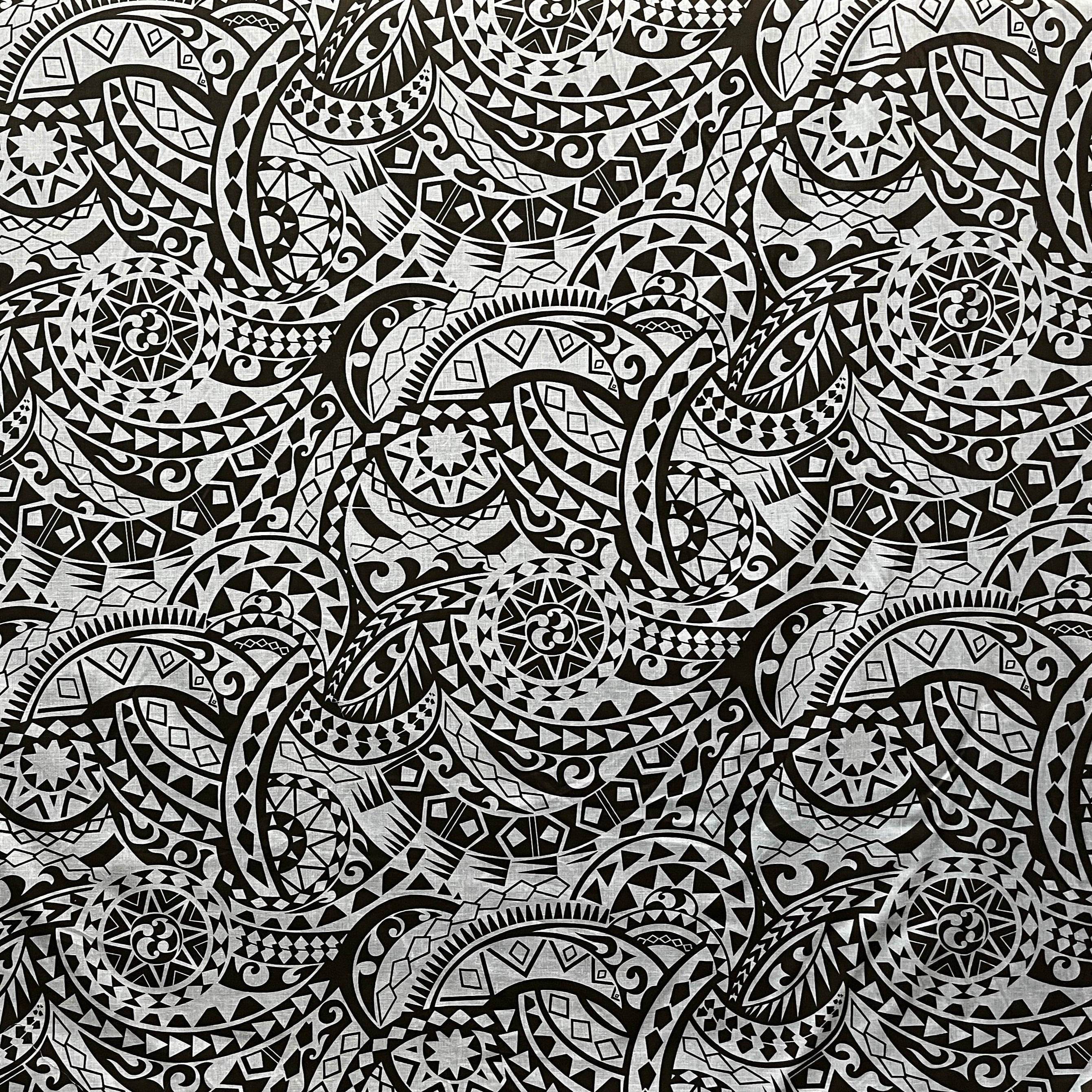 Traditional Tattoo Polynesian Chambray (Denim Look) Fabric | Islands Fabric