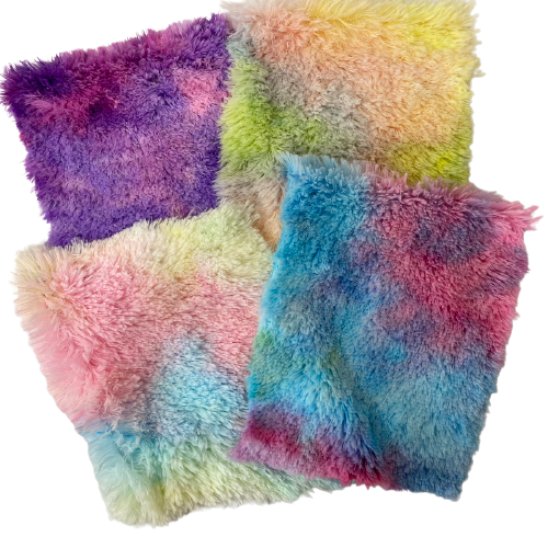 Rainbow Multi Color Dye Fuzzy Faux Fur Fabric