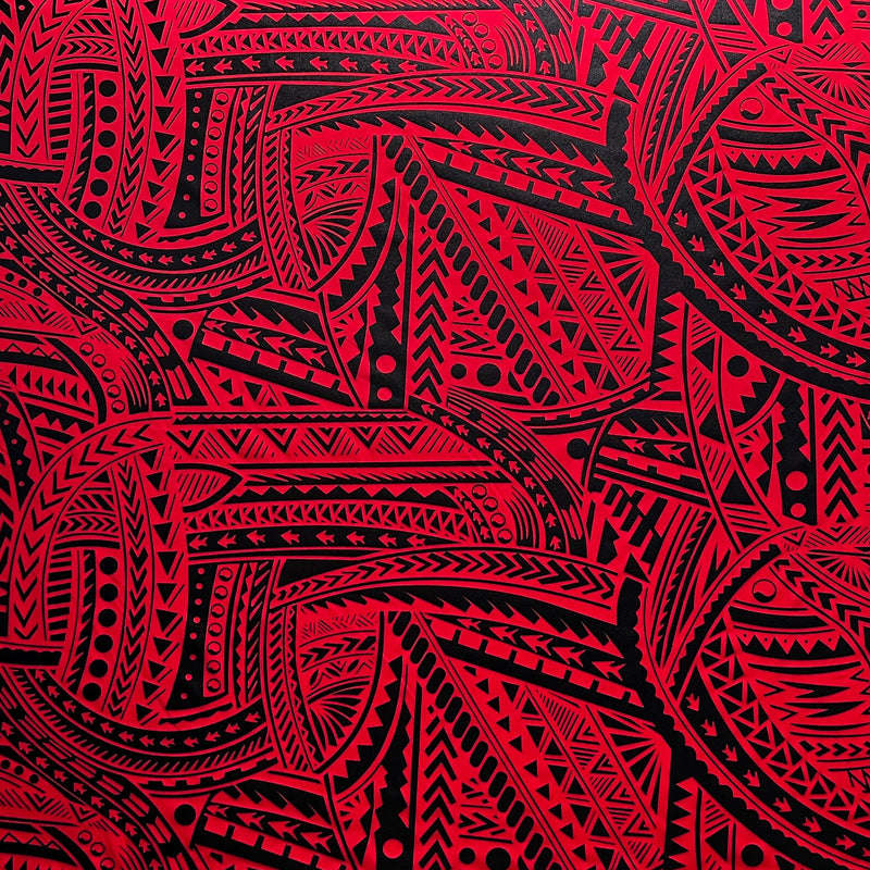 Traditional Polynesian Tattoo design Fabric| Polyester Foil  |  Spandex Palace