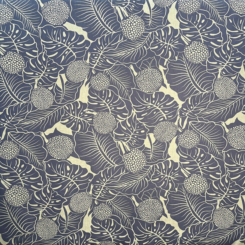 Durian Banana Monstera Leaves Fabric | Chambray (Denim Look