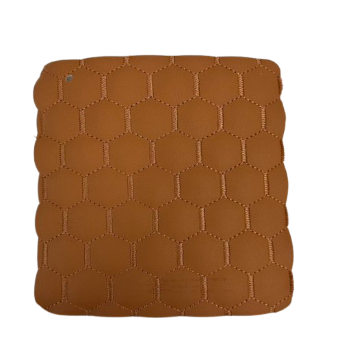 Cork Beige Honeycomb Hexagon Quilted Foam Backed Faux Leather Vinyl Fabric