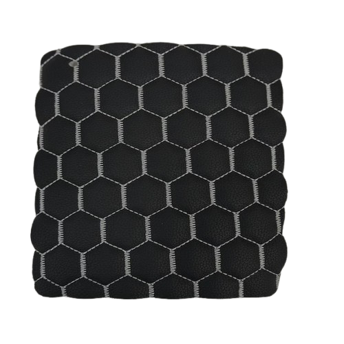 Black | White Honeycomb Hexagon Quilted Foam Backed Faux Leather Vinyl Fabric