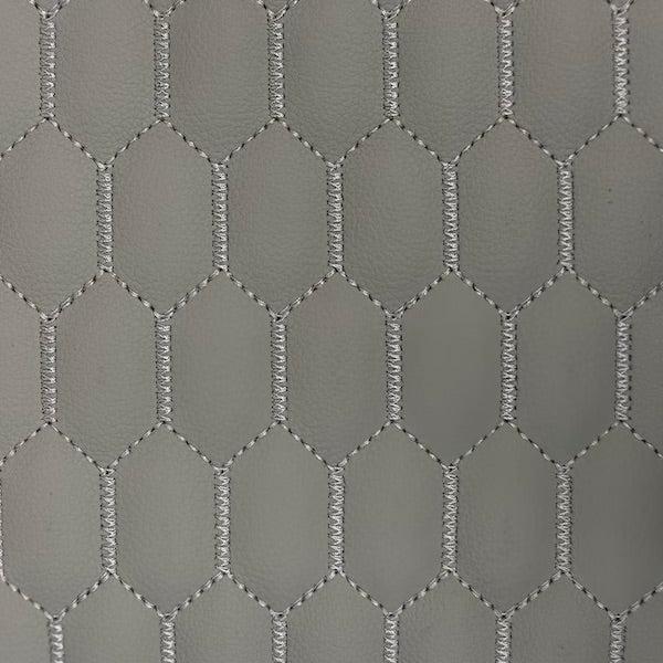 Gray Honeycomb Hexagon Quilted Foam Backed Faux Leather Vinyl Fabric