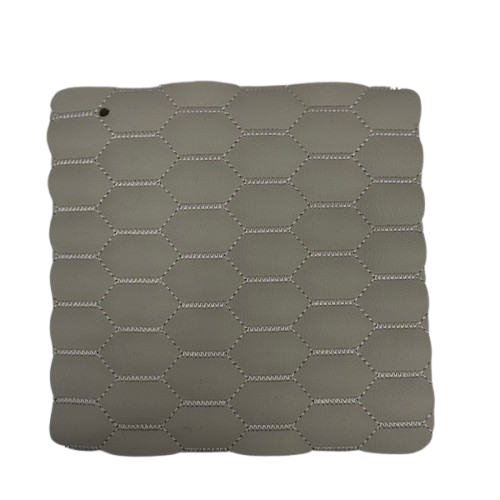 Gray Honeycomb Hexagon Quilted Foam Backed Faux Leather Vinyl Fabric