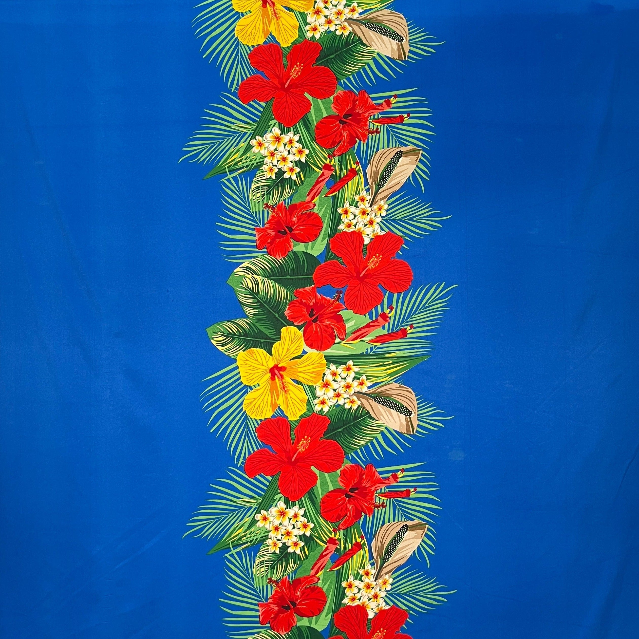 Tropical Flowers middle Border Peachskin Fabric | Islands Fabric