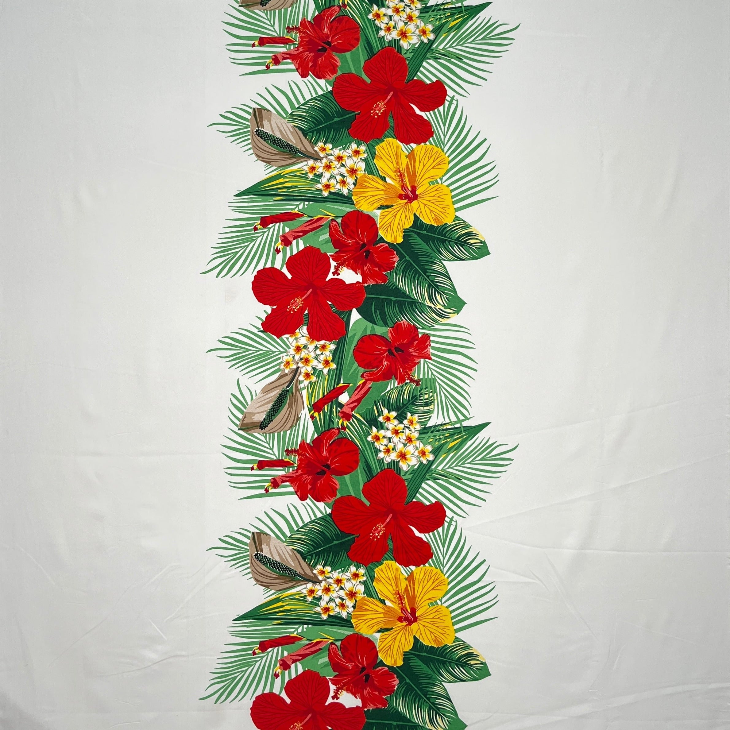 Tropical Flowers middle Border Peachskin Fabric | Islands Fabric