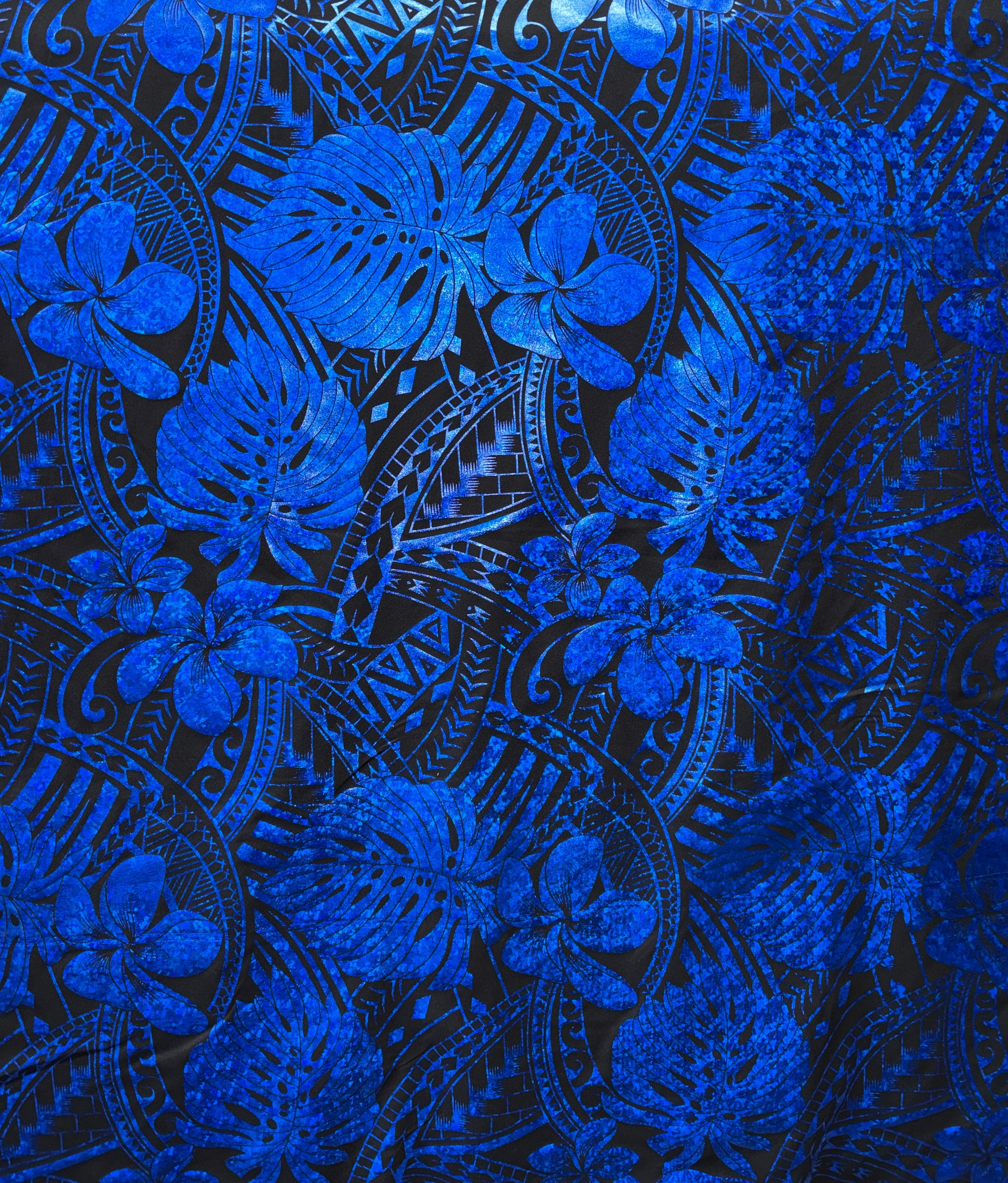 Midnight Monstera Tatau Polyester Foil Fabric | Islands Fabric