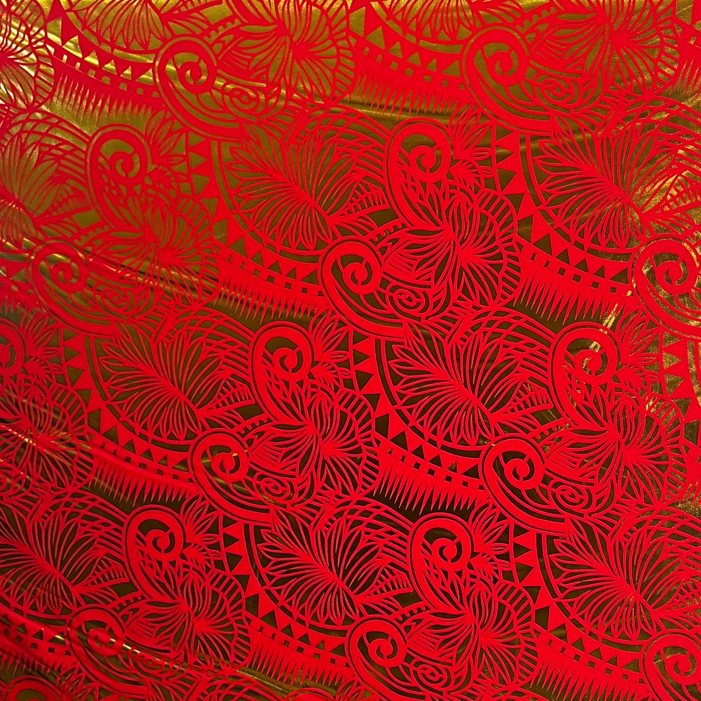 Palm Leaves Traditional Tattoo Fabric | Polyester Foil l Spandex Palace