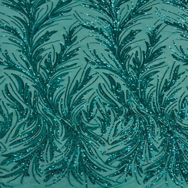 Ariba Floral Leaf Stretch Sequins Fabric