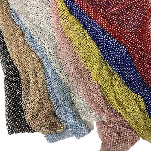 Serene Rhinestone Fishnet Lace Fabric