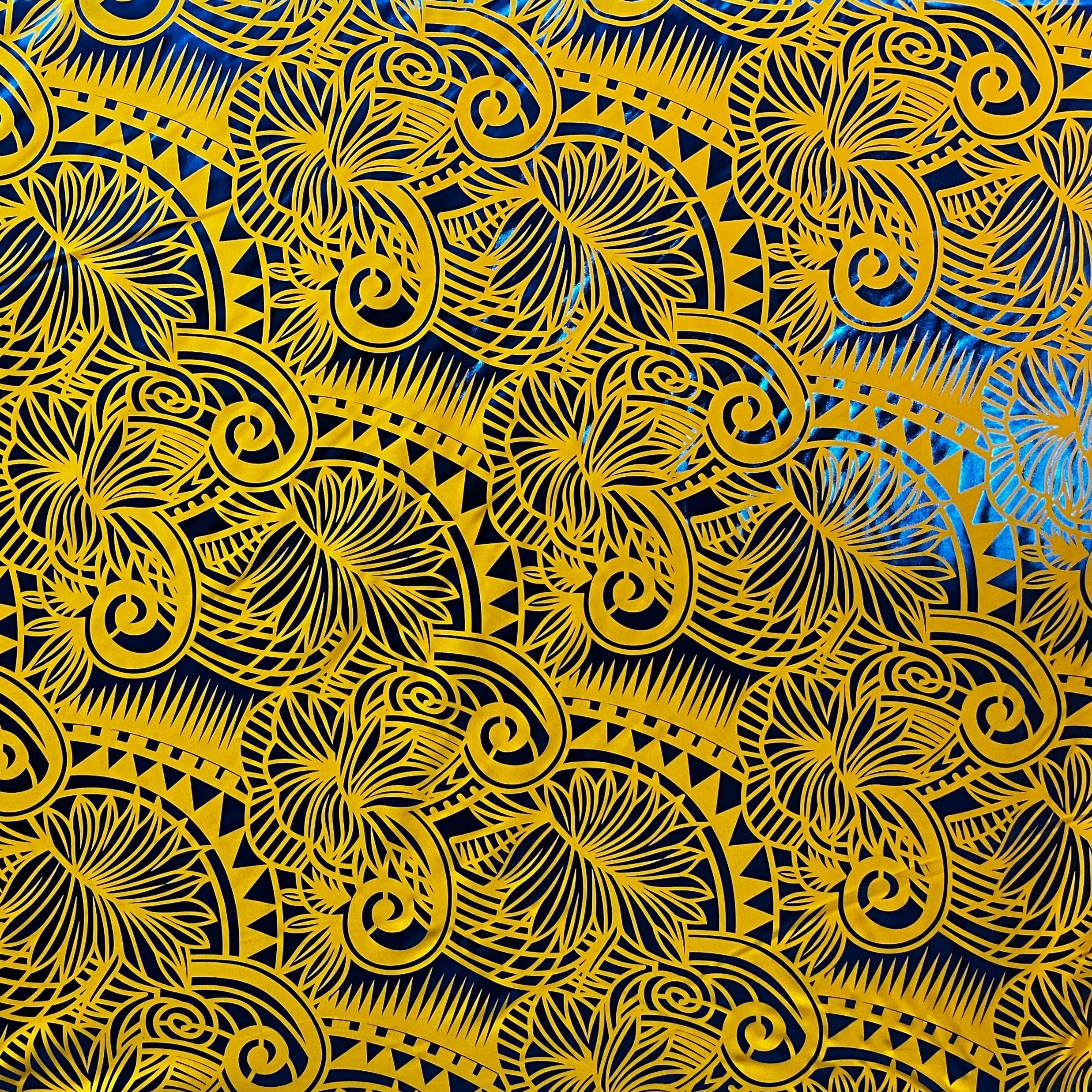 Palm Leaves Traditional Tattoo Fabric | Polyester Foil l Spandex Palace