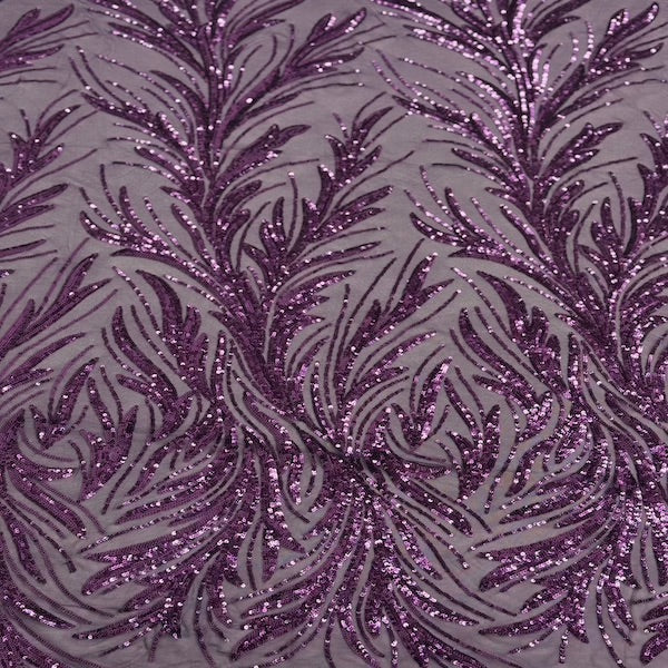 Ariba Floral Leaf Stretch Sequins Fabric