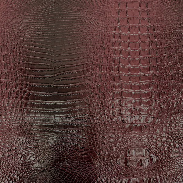 Burgundy Amazon 3D Embossed Gator Faux Leather Vinyl Fabric