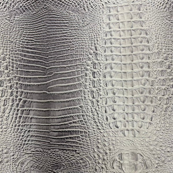 Gray | White Amazon 3D Embossed Gator Faux Leather Vinyl Fabric