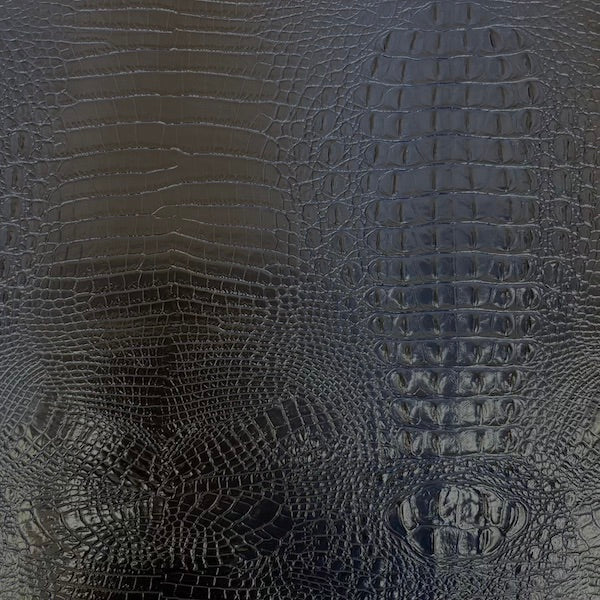 Midnight Blue Amazon 3D Embossed Gator Faux Leather Vinyl Fabric