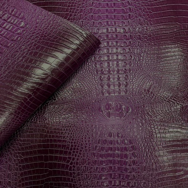 Purple II Amazon 3D Embossed Gator Faux Leather Vinyl Fabric