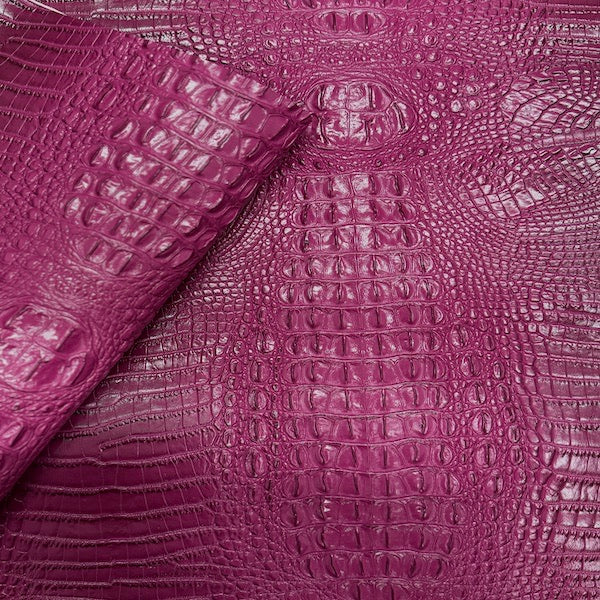 Fuchsia Amazon 3D Embossed Gator Faux Leather Vinyl Fabric