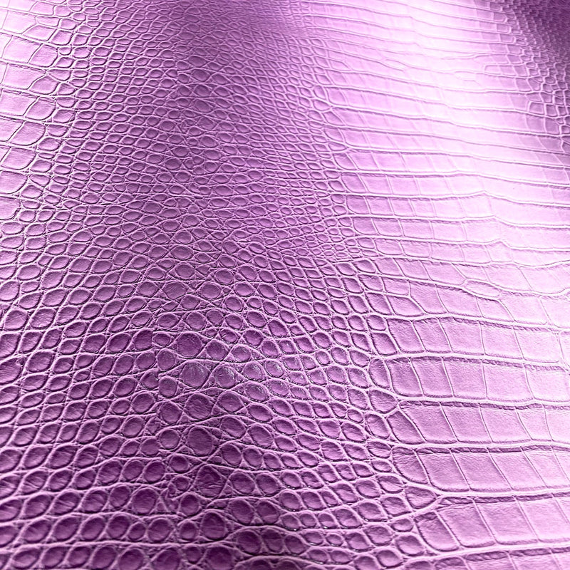 Light Purple White Two Tone Embossed Crocodile Vinyl Fabric