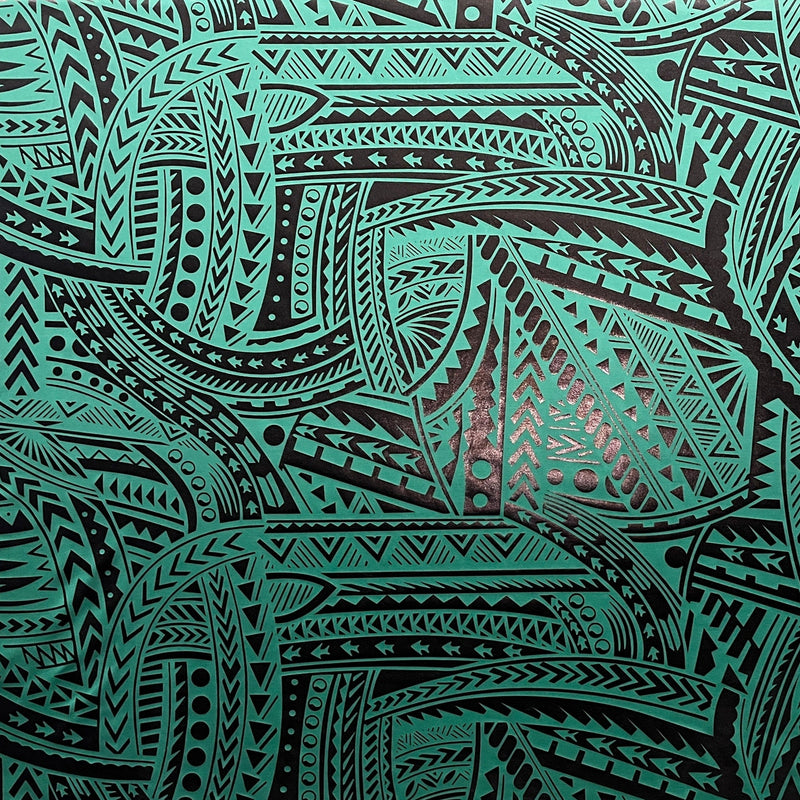 Traditional Polynesian Tattoo Design Fabric | Polyester Foil  |  Spandex Palace