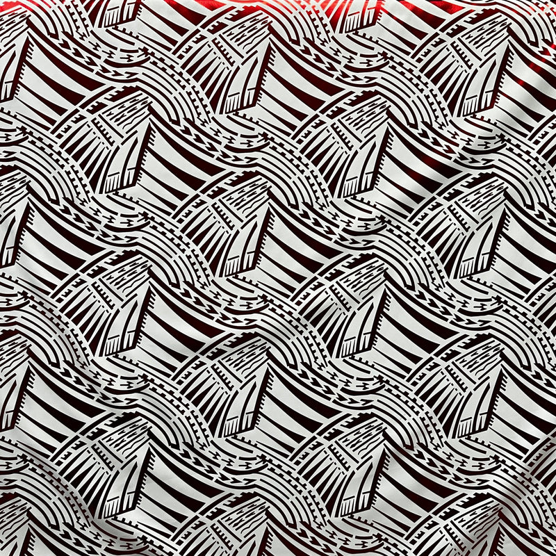 Traditional Polynesian Pattern Fabric | Polyester Foil  | Spandex Palace