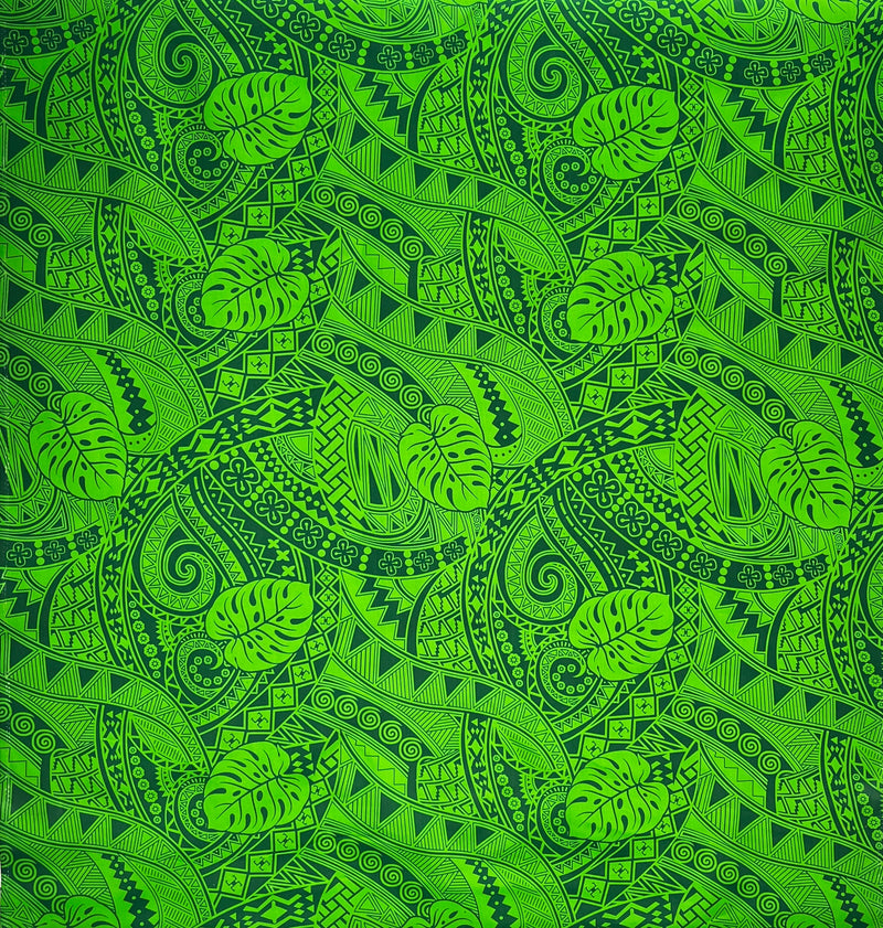 Traditional Polynesian Tapa Monstera leaves design Fabric | Polyester  |  Spandex  Palace