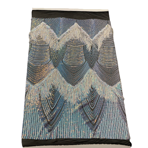 Flamingo Fringe Embroidered Stretch Sequin Fabric | Spandex Palace