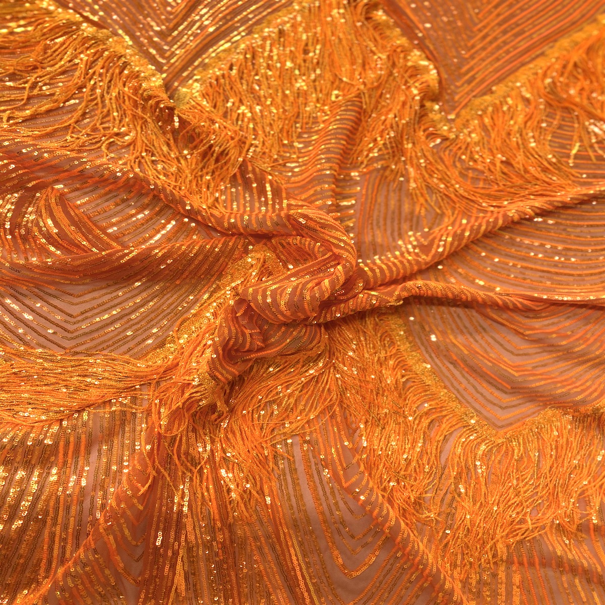 Flamingo Fringe Embroidered Stretch Sequin Fabric | Spandex Palace