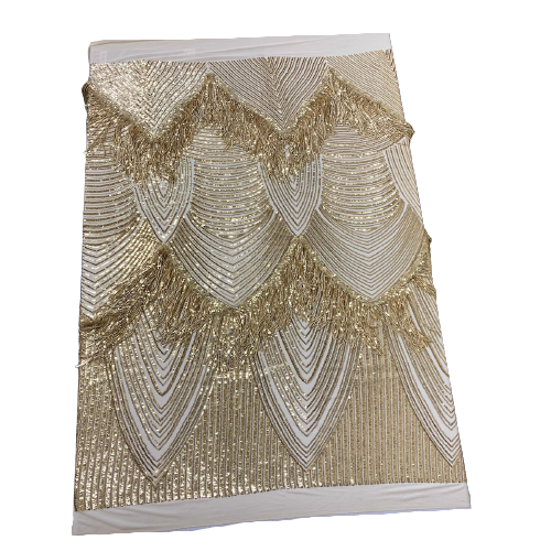 Flamingo Fringe Embroidered Stretch Sequin Fabric | Spandex Palace
