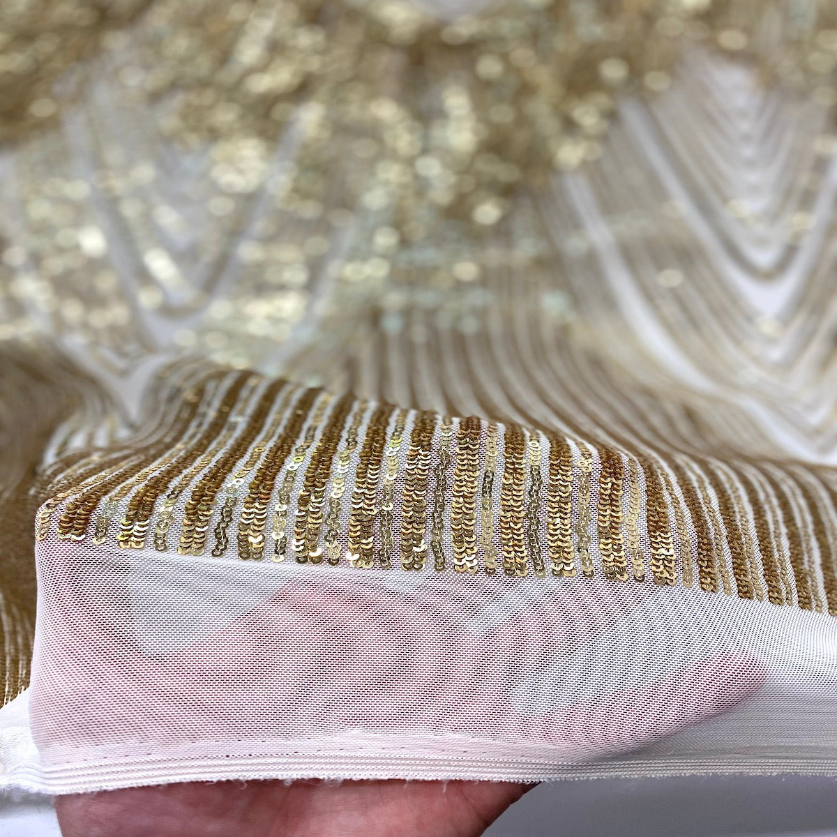 Flamingo Fringe Embroidered Stretch Sequin Fabric | Spandex Palace