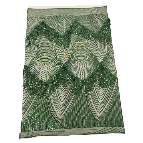 Flamingo Fringe Embroidered Stretch Sequin Fabric | Spandex Palace