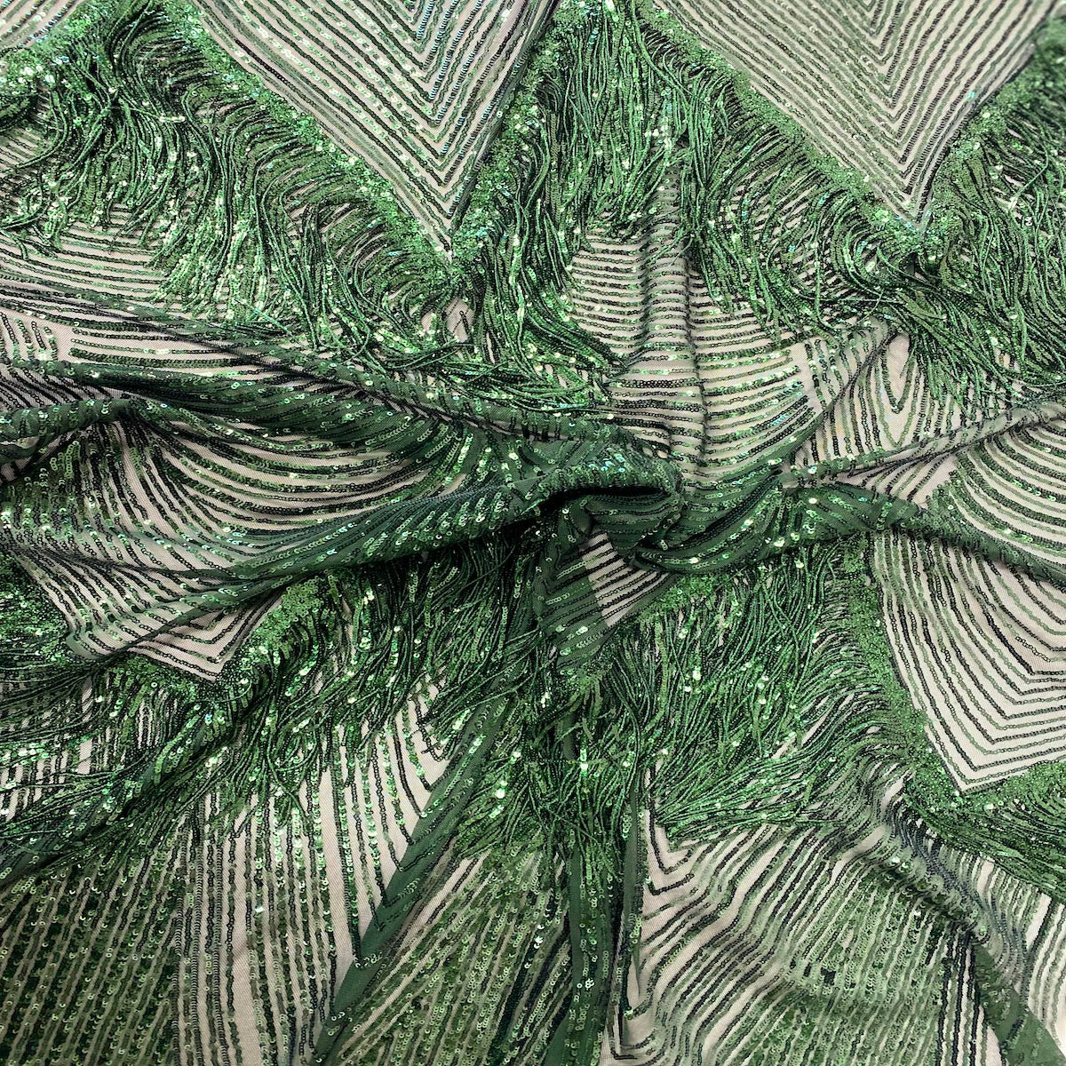 Flamingo Fringe Embroidered Stretch Sequin Fabric | Spandex Palace
