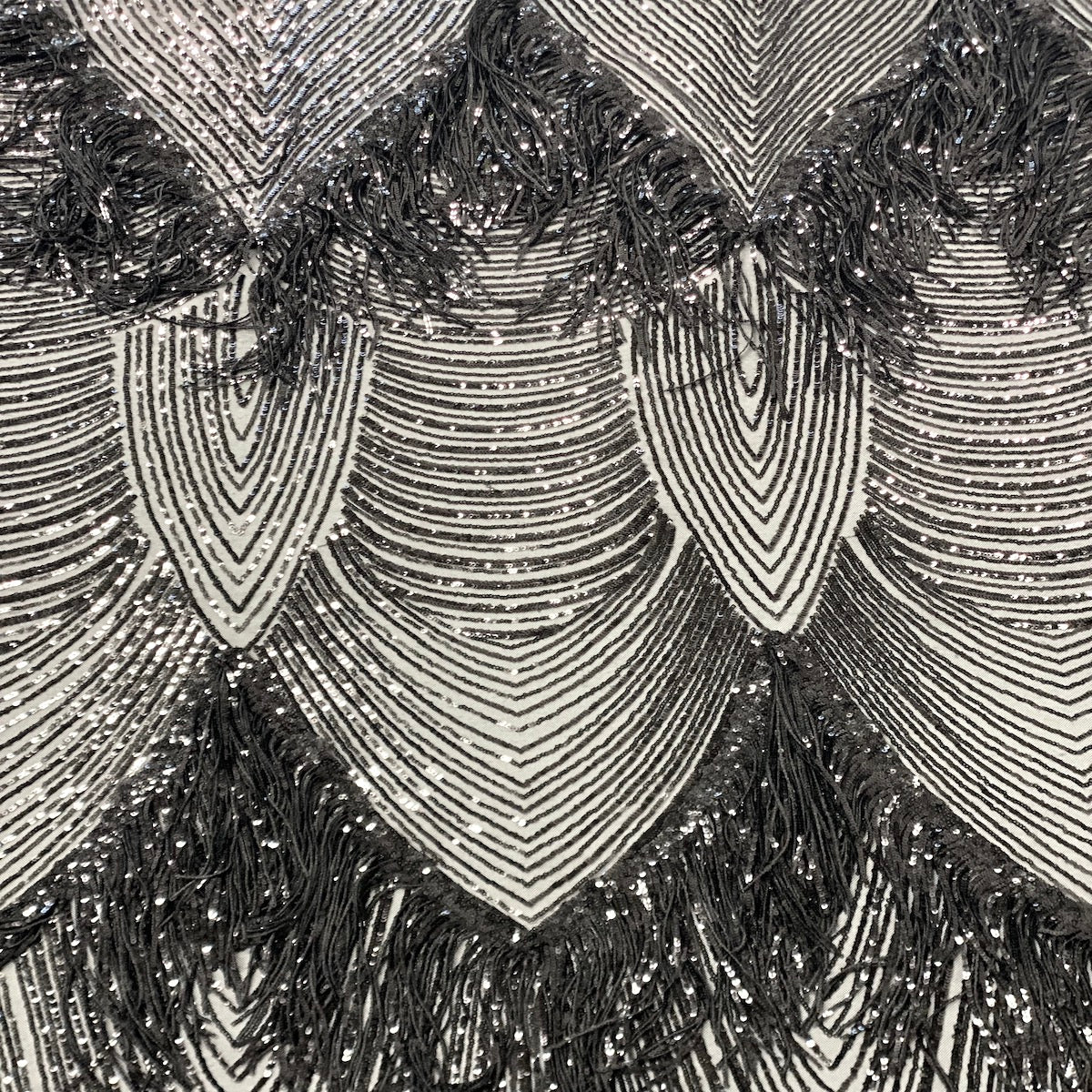 Flamingo Fringe Embroidered Stretch Sequin Fabric | Spandex Palace