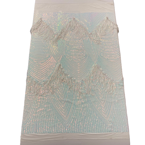 Flamingo Fringe Embroidered Stretch Sequin Fabric | Spandex Palace