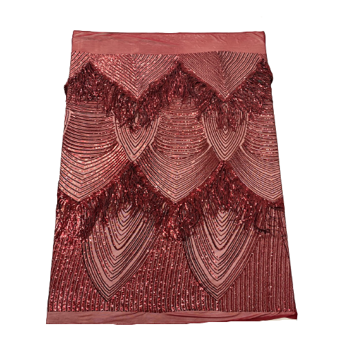 Flamingo Fringe Embroidered Stretch Sequin Fabric | Spandex Palace