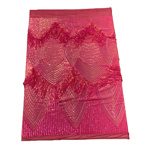 Flamingo Fringe Embroidered Stretch Sequin Fabric | Spandex Palace