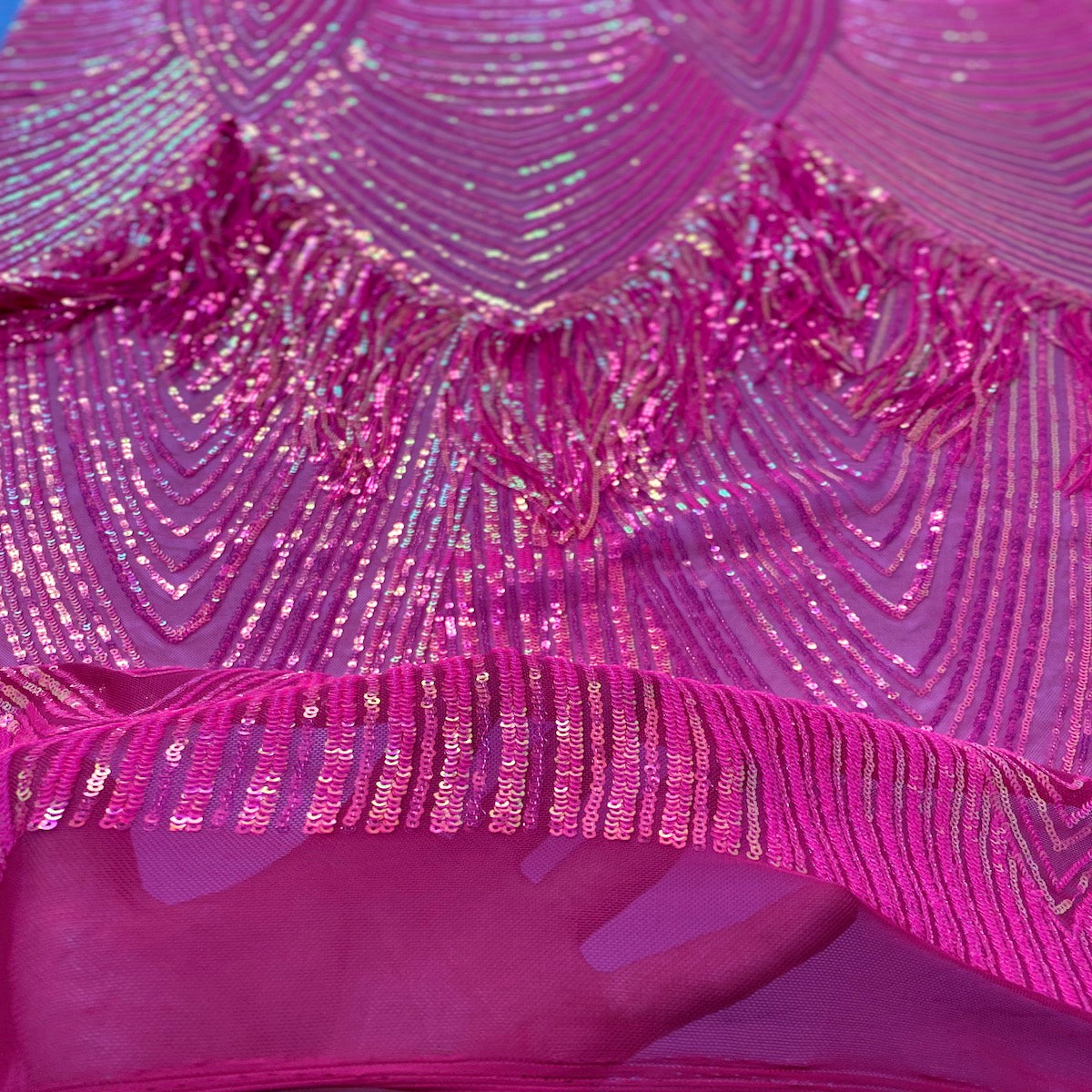 Flamingo Fringe Embroidered Stretch Sequin Fabric | Spandex Palace