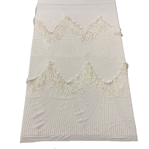 Flamingo Fringe Embroidered Stretch Sequin Fabric | Spandex Palace