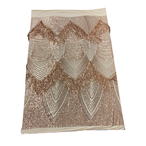 Flamingo Fringe Embroidered Stretch Sequin Fabric | Spandex Palace