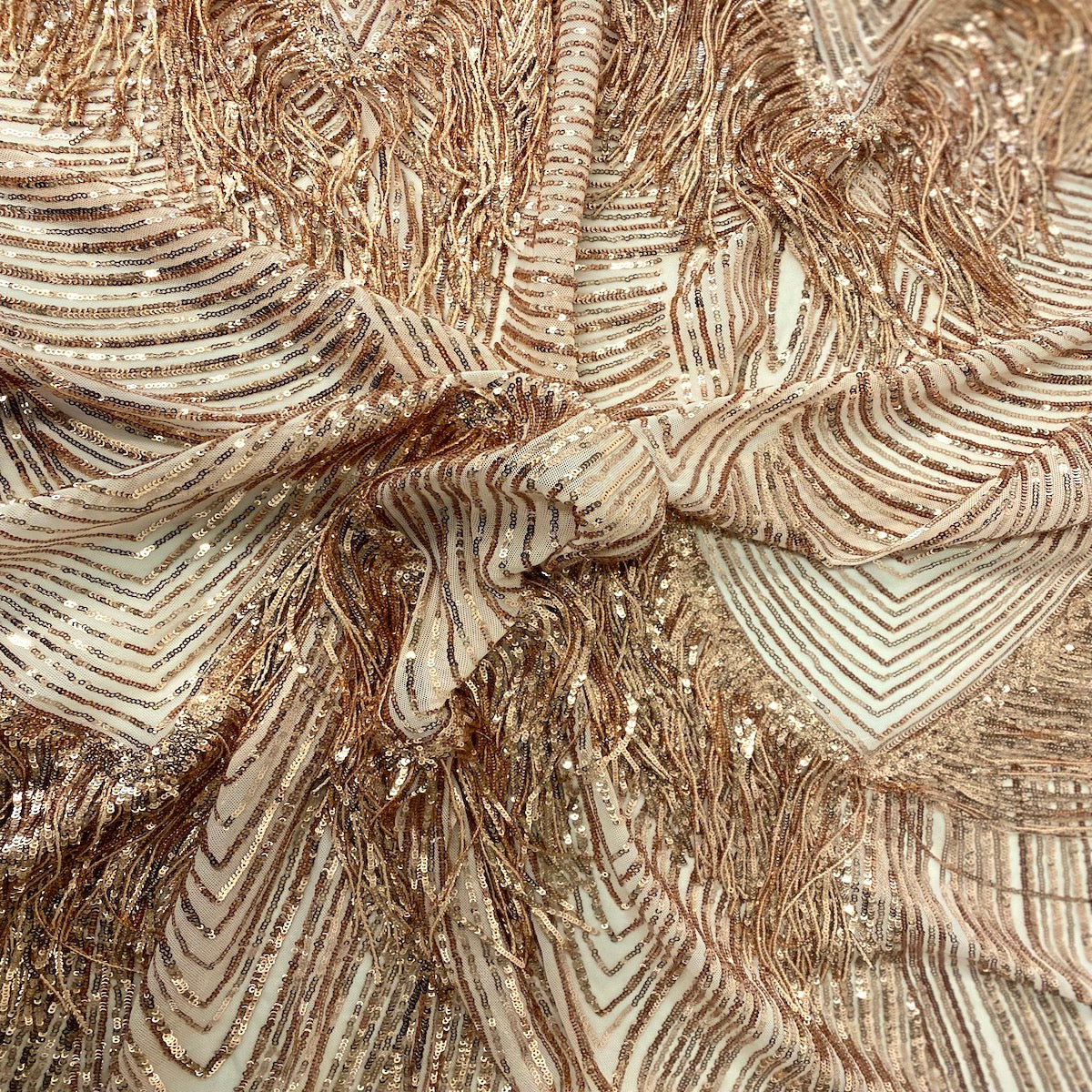 Flamingo Fringe Embroidered Stretch Sequin Fabric | Spandex Palace
