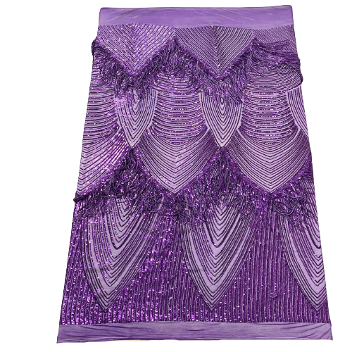 Flamingo Fringe Embroidered Stretch Sequin Fabric | Spandex Palace