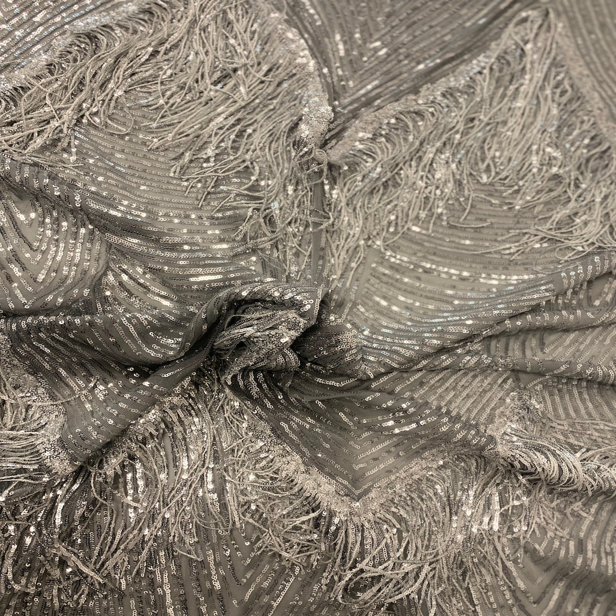 Flamingo Fringe Embroidered Stretch Sequin Fabric | Spandex Palace