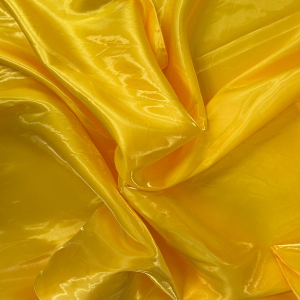 Yellow Crystalized Reflective Liquid Bridal Satin Fabric