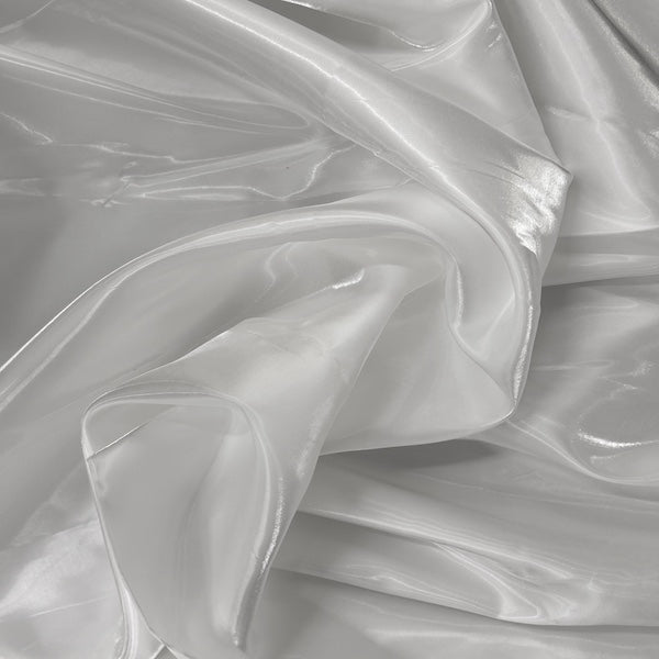 White Crystalized Reflective Liquid Bridal Satin Fabric