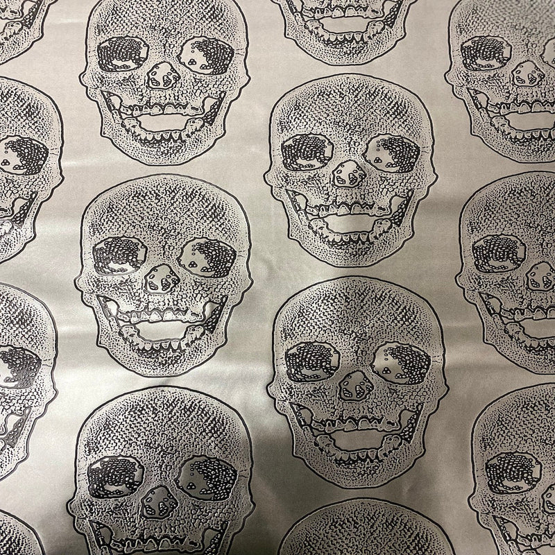 Silver Skeleton Skull Vinyl Fabric