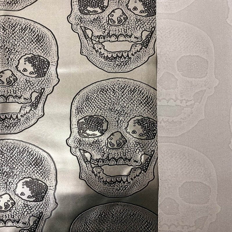 Silver Skeleton Skull Vinyl Fabric