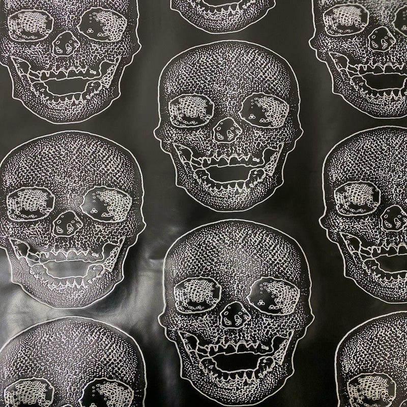 Black Skeleton Skull Vinyl Fabric