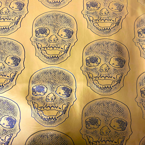 Gold Skeleton Skull Vinyl Fabric