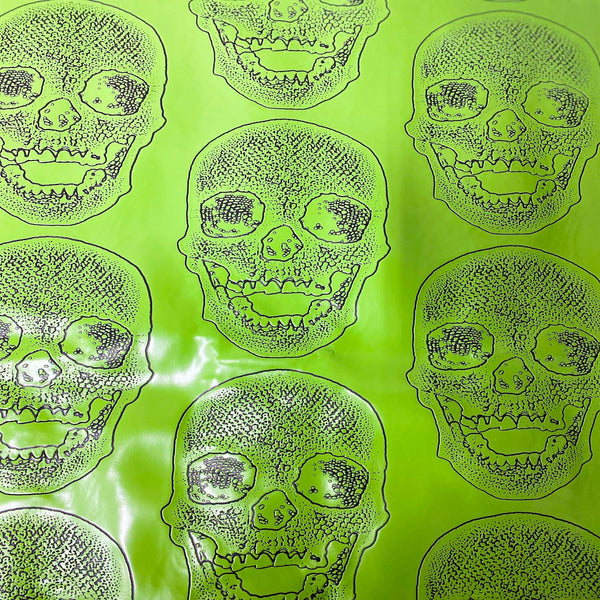 Lime Green Skeleton Skull Vinyl Fabric