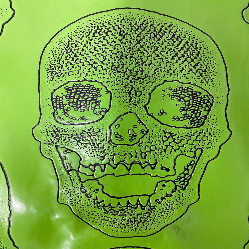 Lime Green Skeleton Skull Vinyl Fabric